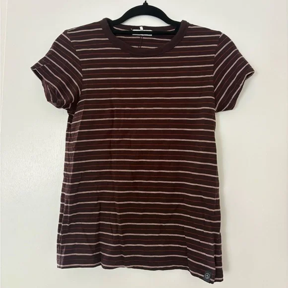 Rag & Bone Women’s Brown and White Striped Tee - Picture 2 of 5